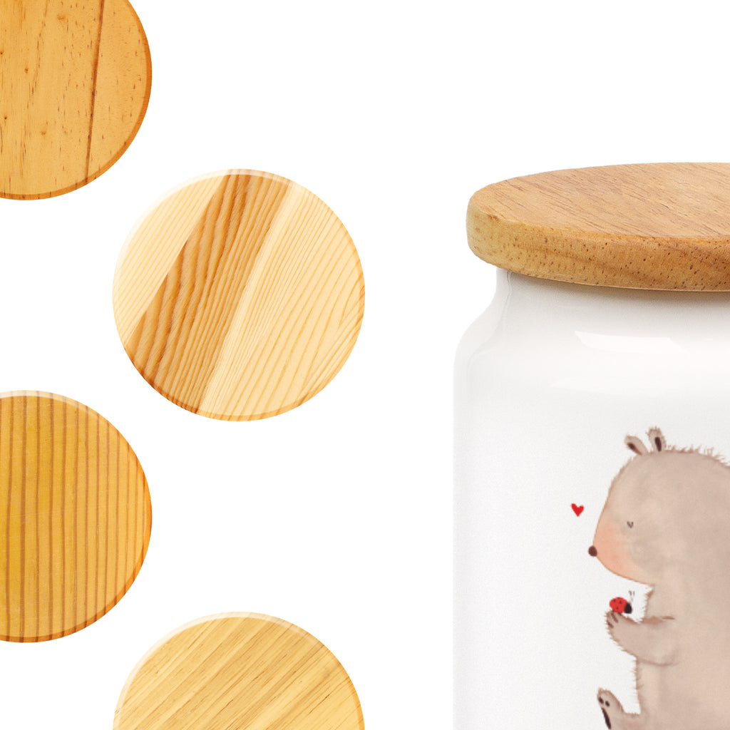 Vorratsdose Bär mit Marienkäfer Bär, Marienkäfer, Liebe, Freiheit, Motivation, Das Leben ist schön Vorratsdose, Keksdose, Keramikdose, Leckerlidose, Dose  Bär, Teddy, Teddybär