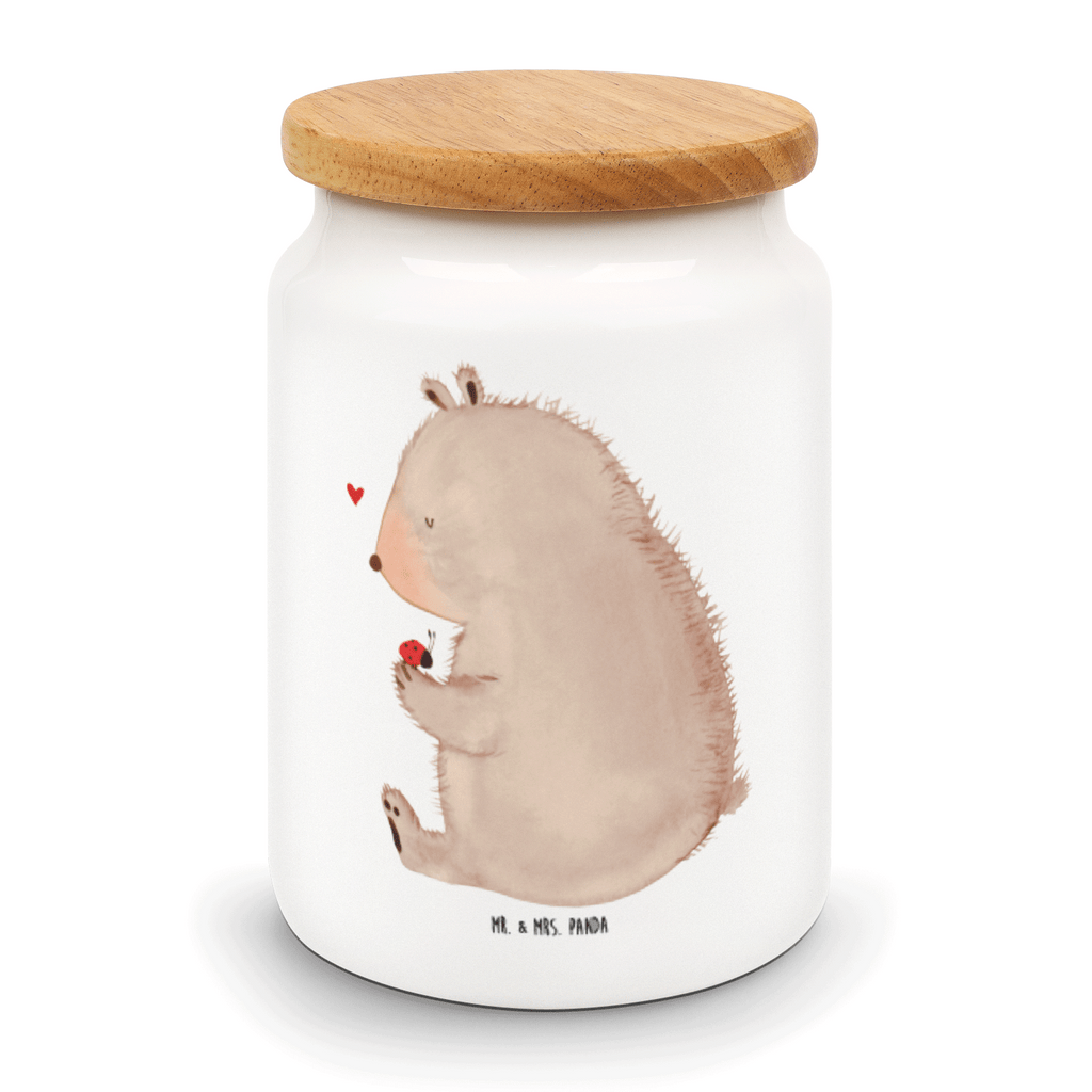 Vorratsdose Bär mit Marienkäfer Bär, Marienkäfer, Liebe, Freiheit, Motivation, Das Leben ist schön Vorratsdose, Keksdose, Keramikdose, Leckerlidose, Dose  Bär, Teddy, Teddybär