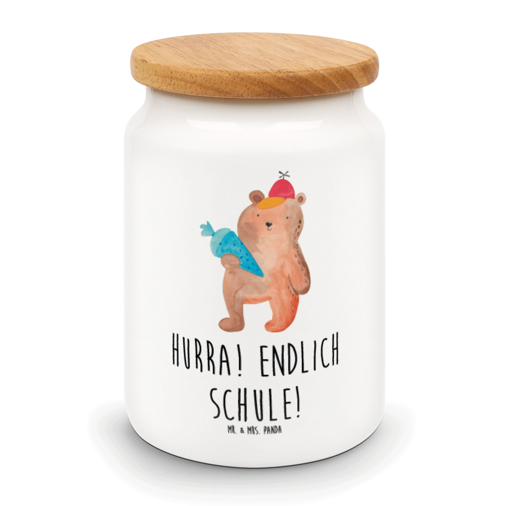 Vorratsdose Bär mit Schultüte Bär Motiv, Schultüte, Erster Schultag Geschenk, Einschulung Geschenk, Schule Geschenk, Grundschule, Schulanfang, Schulbeginn,  Vorratsdose, Keksdose, Keramikdose, Leckerlidose, Dose  Bär, Teddy, Teddybär