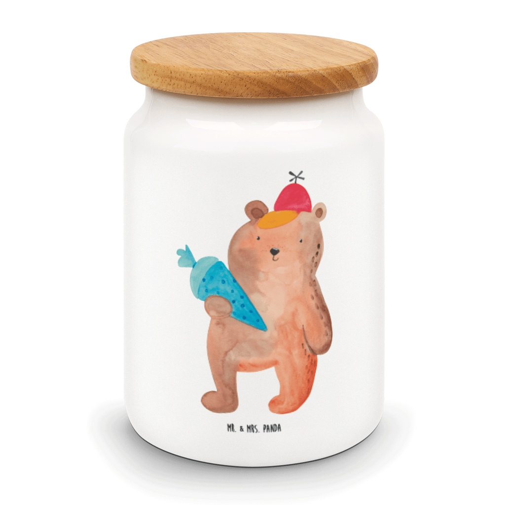 Vorratsdose Bär mit Schultüte Bär Motiv, Schultüte, Erster Schultag Geschenk, Einschulung Geschenk, Schule Geschenk, Grundschule, Schulanfang, Schulbeginn,  Vorratsdose, Keksdose, Keramikdose, Leckerlidose, Dose  Bär, Teddy, Teddybär
