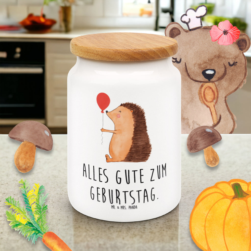 Vorratsdose Igel mit Luftballon Igel, Geburtstag, Herzlichen Glückwunsch, Glückwunsch, Geburtstagskind, Ballon, Happy Birthday Vorratsdose, Keksdose, Keramikdose, Leckerlidose, Dose  süße Tiermotive, gute Laune, lustige Sprüche, Tiere