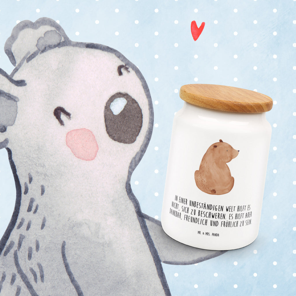 Vorratsdose Bär Schulterblick Bär, Selbstachtung, Weltansicht, Motivation, Bären, Bärenliebe, Weisheit  Vorratsdose, Keksdose, Keramikdose, Leckerlidose, Dose  Bär, Teddy, Teddybär