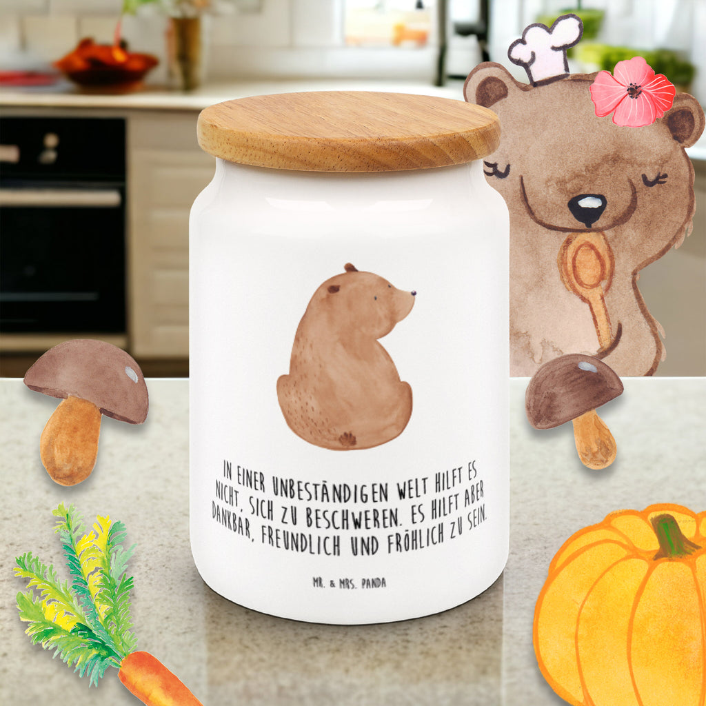 Vorratsdose Bär Schulterblick Bär, Selbstachtung, Weltansicht, Motivation, Bären, Bärenliebe, Weisheit  Vorratsdose, Keksdose, Keramikdose, Leckerlidose, Dose  Bär, Teddy, Teddybär