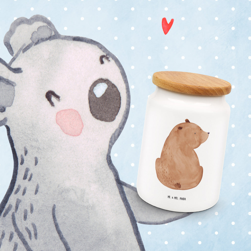 Vorratsdose Bär Schulterblick Bär, Selbstachtung, Weltansicht, Motivation, Bären, Bärenliebe, Weisheit  Vorratsdose, Keksdose, Keramikdose, Leckerlidose, Dose  Bär, Teddy, Teddybär
