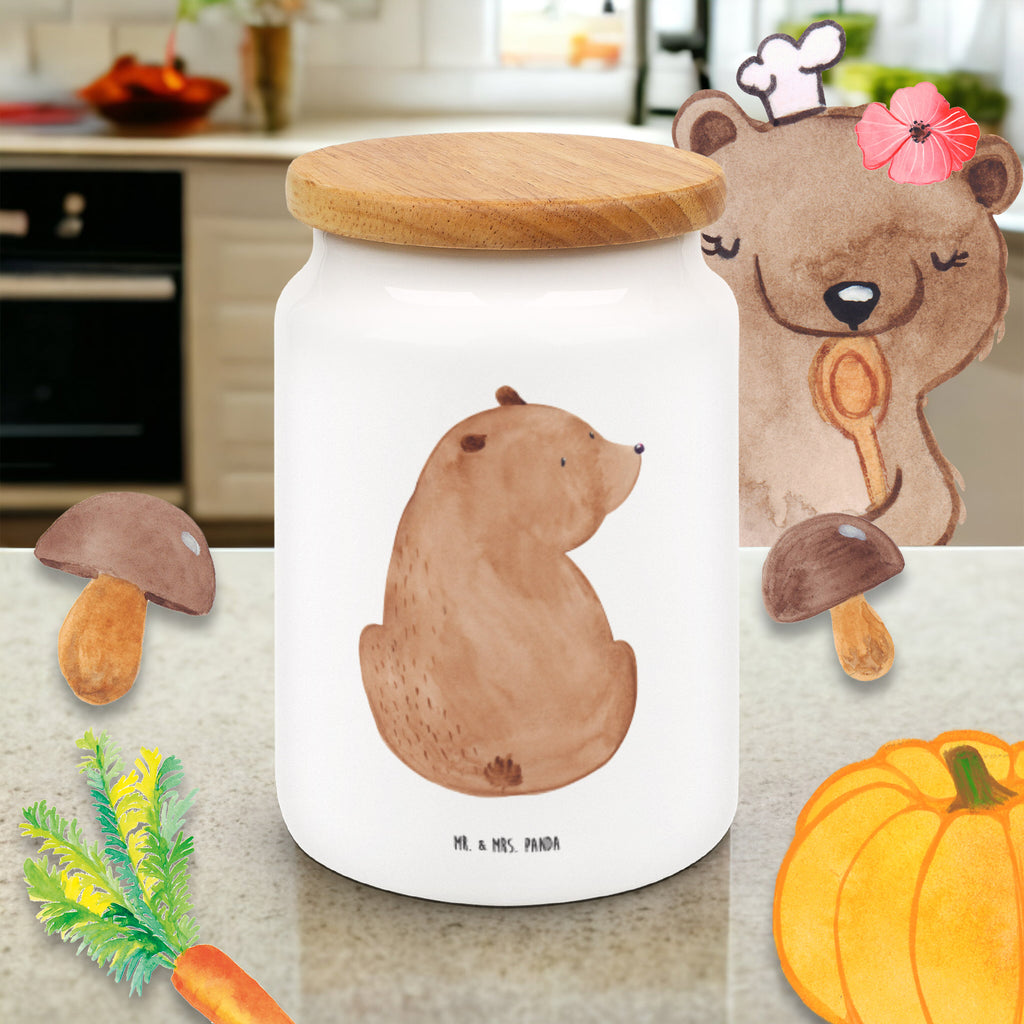 Vorratsdose Bär Schulterblick Bär, Selbstachtung, Weltansicht, Motivation, Bären, Bärenliebe, Weisheit  Vorratsdose, Keksdose, Keramikdose, Leckerlidose, Dose  Bär, Teddy, Teddybär