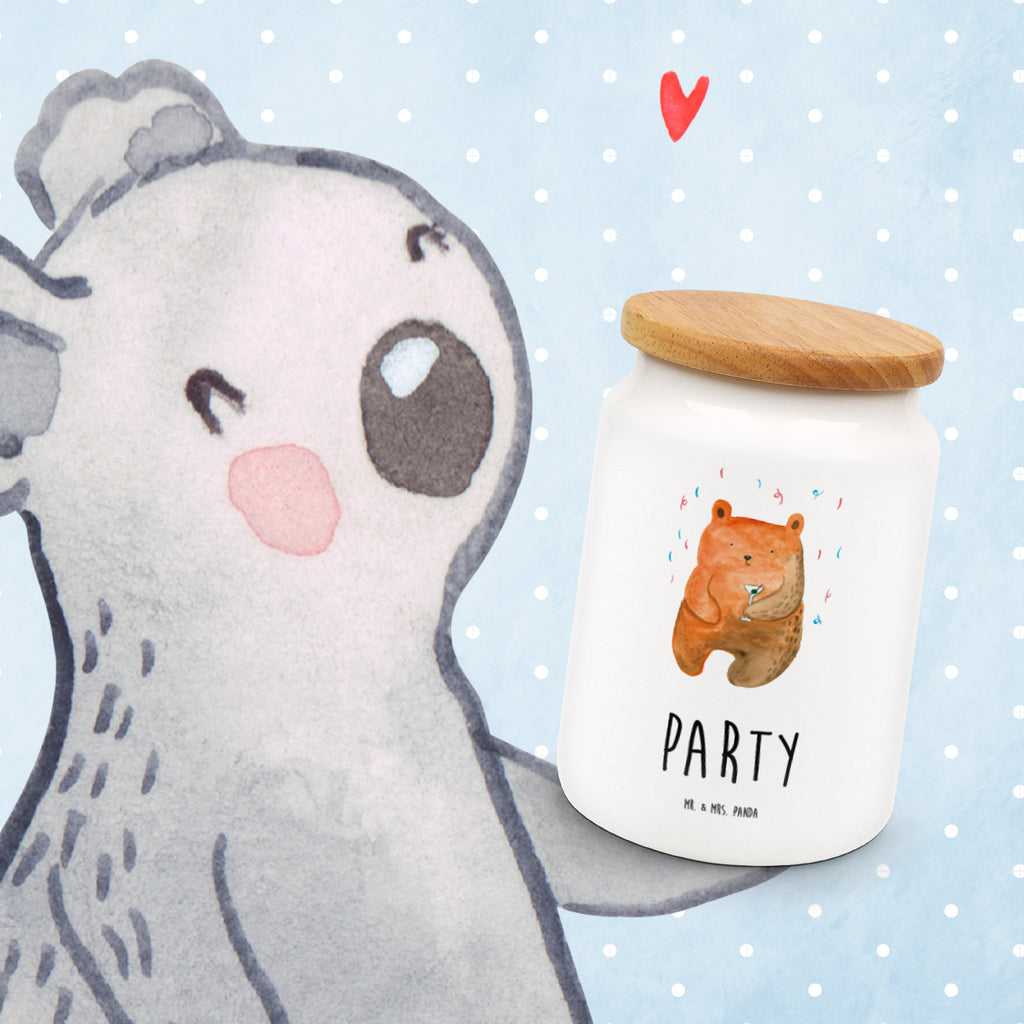 Vorratsdose Bär Party Geburtstag, Geburtstagsgeschenk, Geschenk, Party, Feiern, Abfeiern, Mitbringsel, Gute Laune, Lustig Vorratsdose, Keksdose, Keramikdose, Leckerlidose, Dose  Bär, Teddy, Teddybär