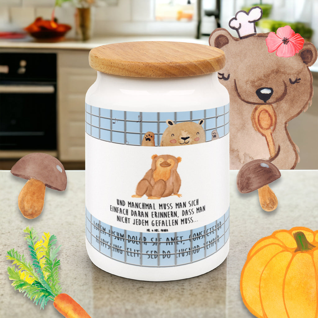 Vorratsdose Affe Vorratsdose, Keksdose, Keramikdose, Leckerlidose, Dose, Vorratsbehälter, Aufbewahrungsdose, Afrika, Wildtiere, Affe, Äffchen, Affen, Selbstliebe, Respekt, Motivation, Selbstachtung, Liebe, Selbstbewusstsein, Selfcare