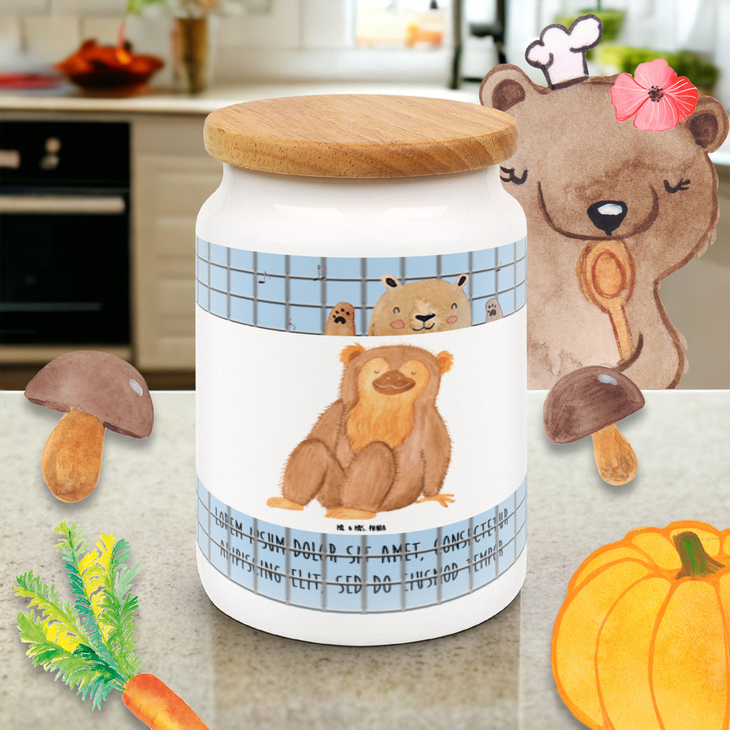 Vorratsdose Affe Vorratsdose, Keksdose, Keramikdose, Leckerlidose, Dose, Vorratsbehälter, Aufbewahrungsdose, Afrika, Wildtiere, Affe, Äffchen, Affen, Selbstliebe, Respekt, Motivation, Selbstachtung, Liebe, Selbstbewusstsein, Selfcare