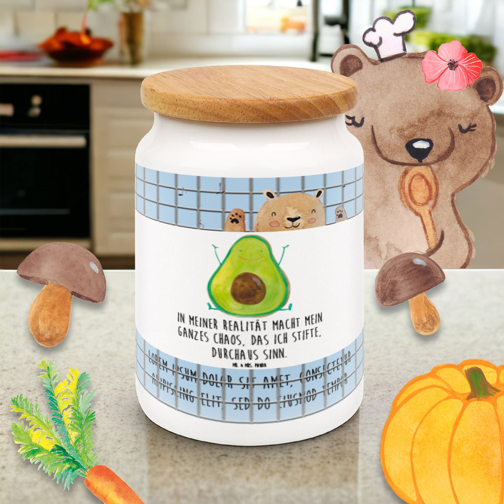Vorratsdose Avocado Happy Avocado, Chaos,  Vorratsdose, Keksdose, Keramikdose, Leckerlidose, Dose  Avocado, Veggie, Vegan, Gesund