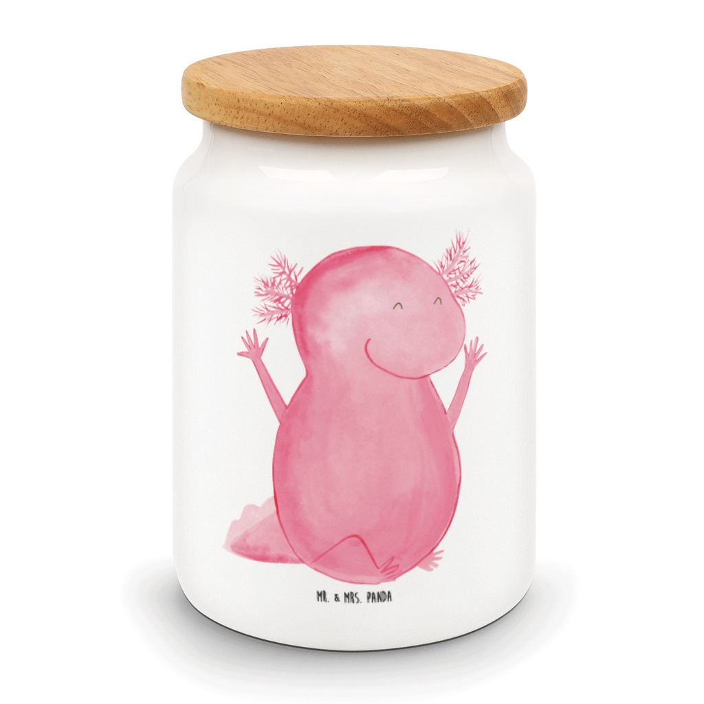 Vorratsdose Axolotl Hurra Vorratsdose, Keksdose, Keramikdose, Leckerlidose, Dose, Vorratsbehälter, Aufbewahrungsdose, Axolotl, Molch, Axolot, Schwanzlurch, Lurch, Lurche, fröhlich, Spaß, Freude, Motivation, Zufriedenheit
