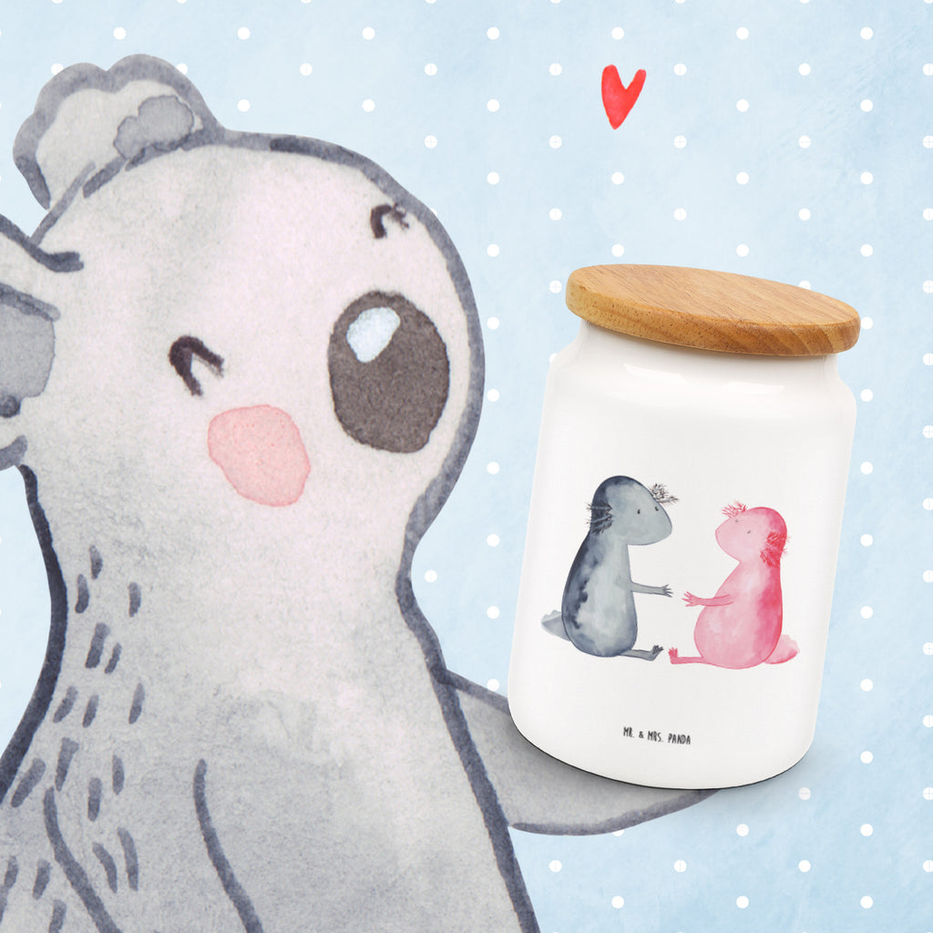 Vorratsdose Axolotl Liebe Axolotl, Axolot, Schwanzlurch, Lurch, Lurche, Liebe, große Liebe, Liebesbeweis, Freund, Verlobter, Ehemann, Jahrestag, Valentinstag Vorratsdose, Keksdose, Keramikdose, Leckerlidose, Dose  Axolotl, Molch