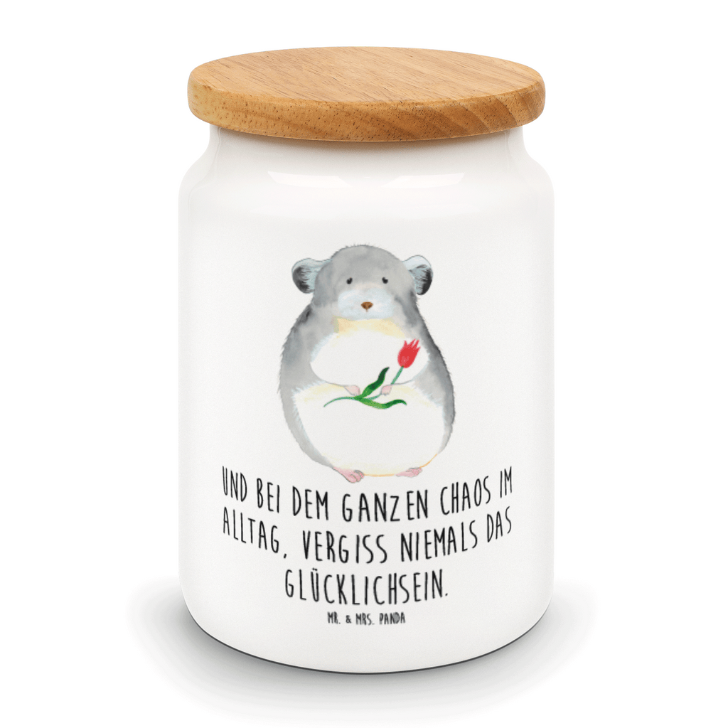 Vorratsdose Chinchilla mit Blume Chinchilla, Chinchillas, Liebeskummer, Kummer, Depressionen, traurig sein, Chaos, Glücklichsein, Büro, Büroalltag Vorratsdose, Keksdose, Keramikdose, Leckerlidose, Dose  süße Tiermotive, gute Laune, lustige Sprüche, Tiere