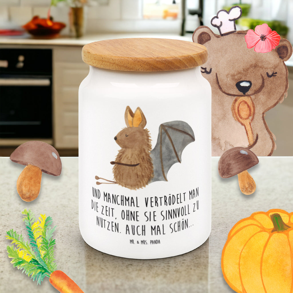 Vorratsdose Fledermaus sitzend Fledermaus, Fledermäuse, Motivation, entspannen Vorratsdose, Keksdose, Keramikdose, Leckerlidose, Dose  süße Tiermotive, gute Laune, lustige Sprüche, Tiere