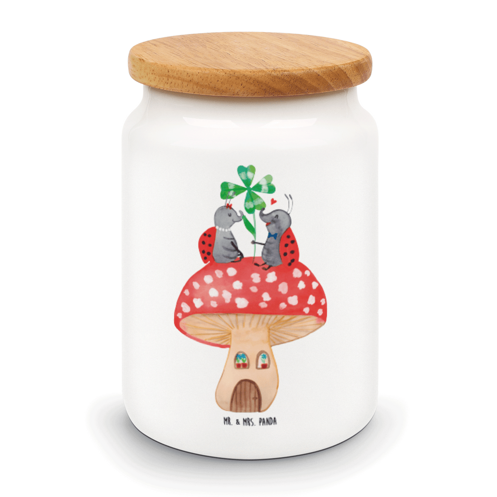 Vorratsdose Marienkäfer Paar Fliegenpilz Haus, Wohnung, zuhause, Fliegenpilz, Marienkäfer, Fleigenpilzhaus Vorratsdose, Keksdose, Keramikdose, Leckerlidose, Dose  süße Tiermotive, gute Laune, lustige Sprüche, Tiere