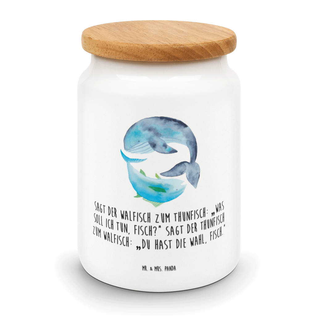 Vorratsdose Walfisch & Thunfisch Wal, Wahl, Tunfisch, Wortwitz lustig, Spruch lustig, Flachwitz, Witz, Spruch des Tages, Flachwitz Geschenk   Vorratsdose, Keksdose, Keramikdose, Leckerlidose, Dose  süße Tiermotive, gute Laune, lustige Sprüche, Tiere
