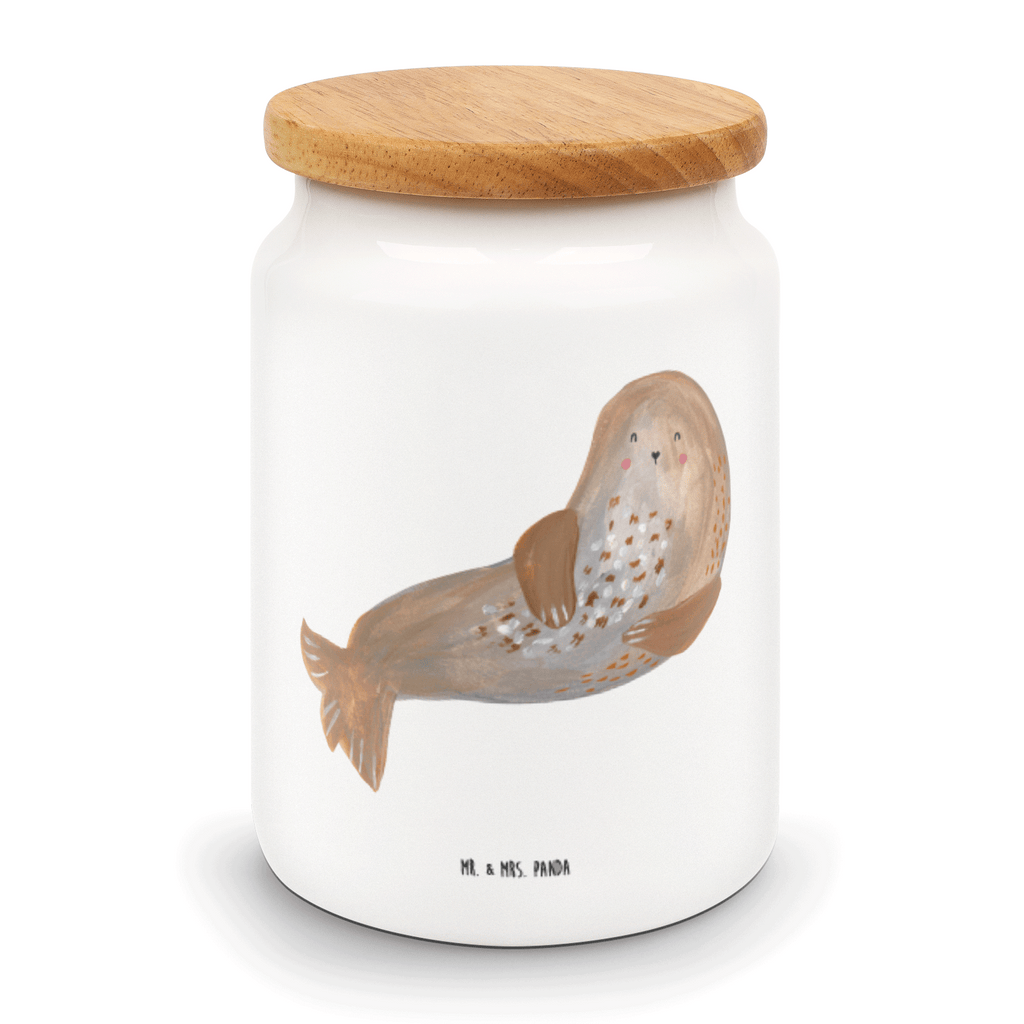 Vorratsdose Robbe lachend Robbe, Robben, Seehund, Strand, Meerestier, Ostsee, Nordsee Vorratsdose, Keksdose, Keramikdose, Leckerlidose, Dose  süße Tiermotive, gute Laune, lustige Sprüche, Tiere