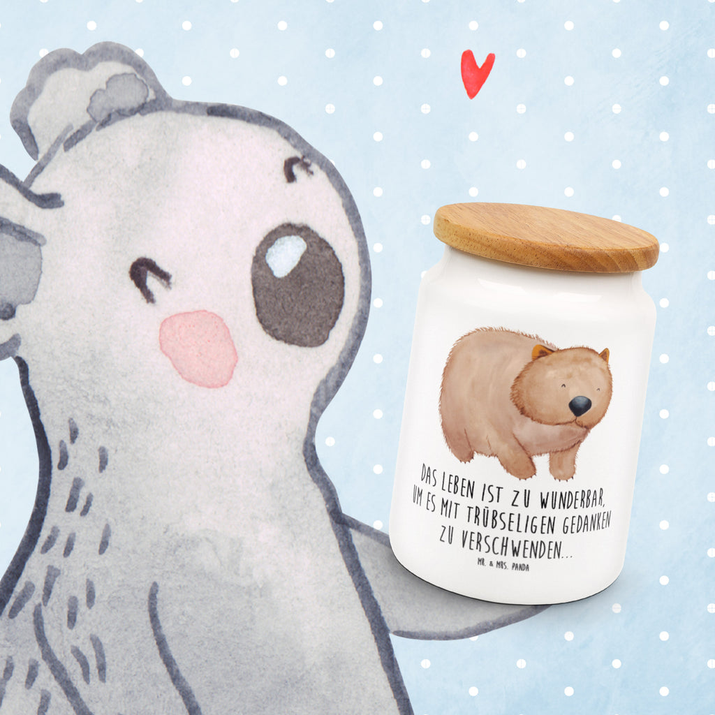 Vorratsdose Wombat Wombat, Das Leben ist schön, Motivation, Spruch, Australien, 	 Vorratsdose, Keksdose, Keramikdose, Leckerlidose, Dose  süße Tiermotive, gute Laune, lustige Sprüche, Tiere