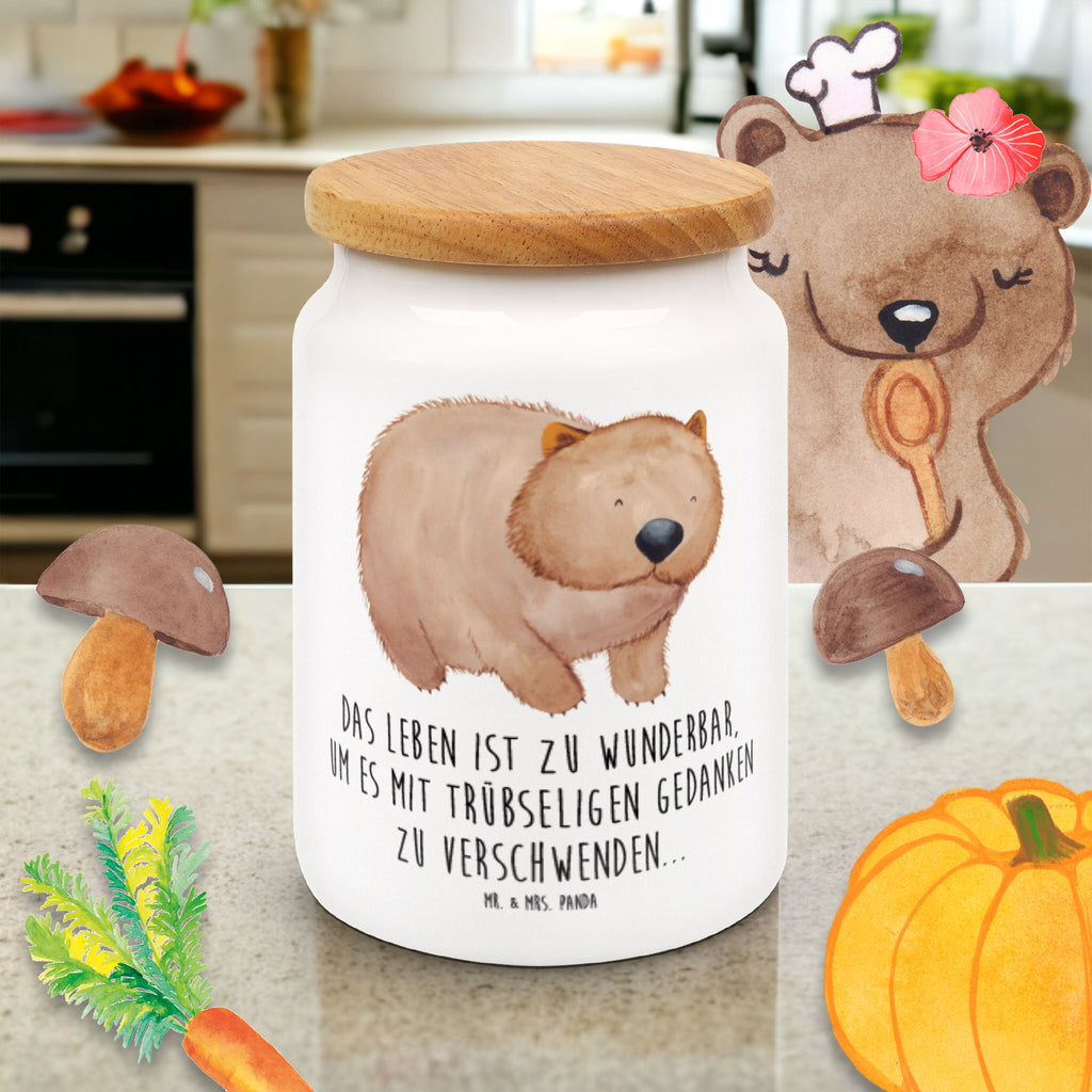 Vorratsdose Wombat Wombat, Das Leben ist schön, Motivation, Spruch, Australien, 	 Vorratsdose, Keksdose, Keramikdose, Leckerlidose, Dose  süße Tiermotive, gute Laune, lustige Sprüche, Tiere