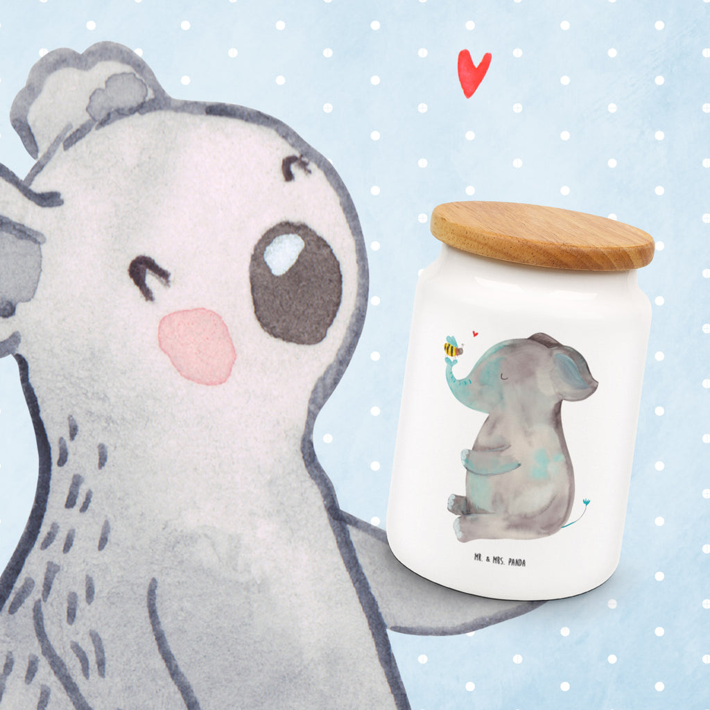 Vorratsdose Elefant & Biene Elefant, Biene, Liebe, Liebesbeweis, Jahrestag, Liebesgeschenk, Heiratsantrag, Hochzeitsgeschenk, Liebesspruch Vorratsdose, Keksdose, Keramikdose, Leckerlidose, Dose  süße Tiermotive, gute Laune, lustige Sprüche, Tiere