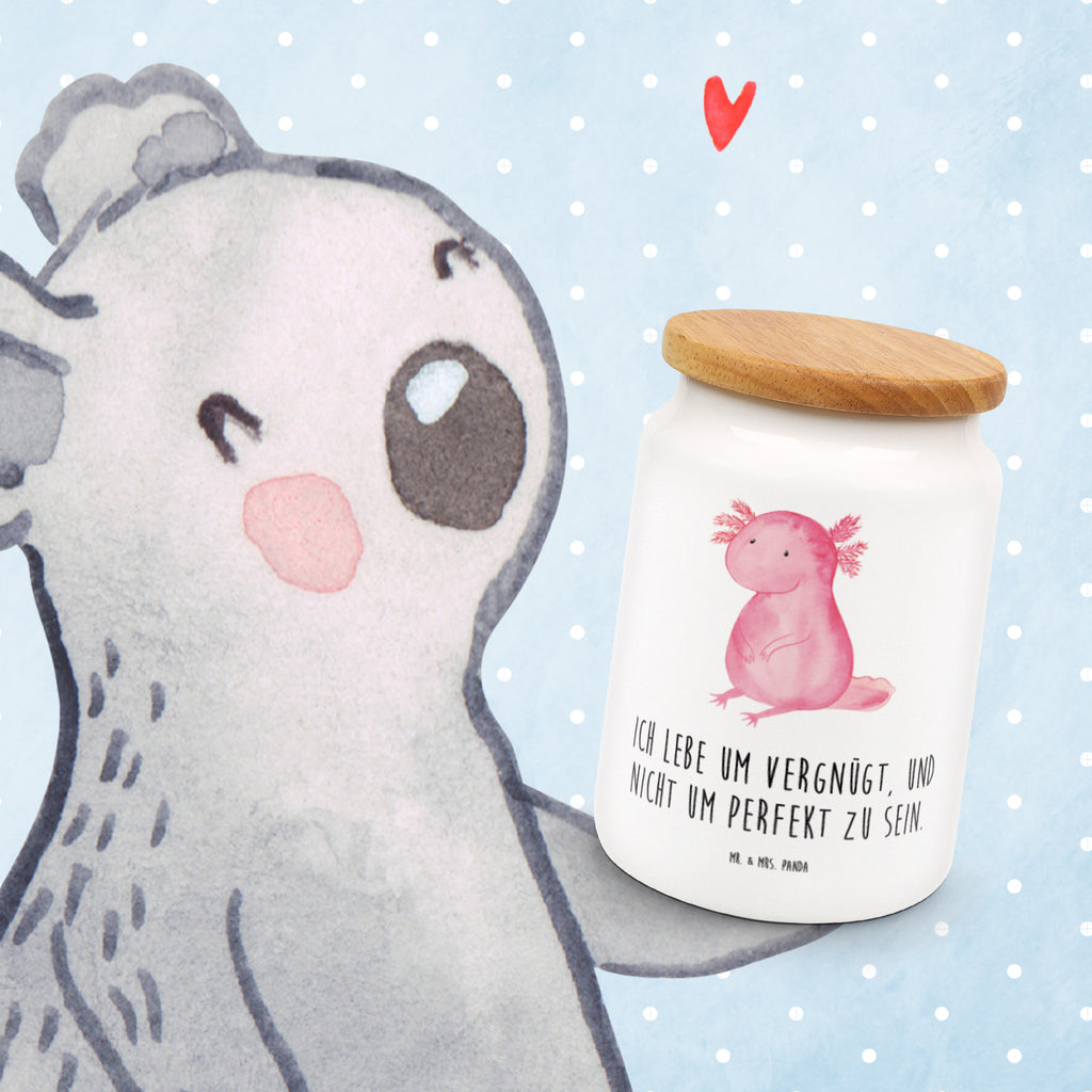 Vorratsdose Axolotl Axolotl, Axolot, vergnügt, fröhlich, zufrieden, Lebensstil, Weisheit, Lebensweisheit, Liebe, Freundin Vorratsdose, Keksdose, Keramikdose, Leckerlidose, Dose  Axolotl, Molch