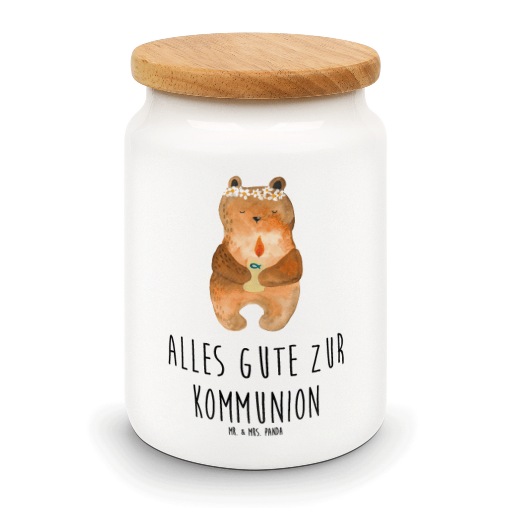 Vorratsdose Kommunion-Bär Kommunion, Gottes Segen, Taufkerze, katholisch Vorratsdose, Keksdose, Keramikdose, Leckerlidose, Dose  Bär, Teddy, Teddybär