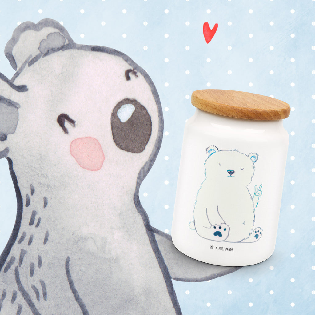 Vorratsdose Eisbär Faul Eisbär, Bär, Nordpol, Faul, Entspannen, Relaxen, Büro, Arbeit, Bürojob, Arbeitsplatz, Homeoffice, Vorratsdose, Keksdose, Keramikdose, Leckerlidose, Dose  Bär, Teddy, Teddybär