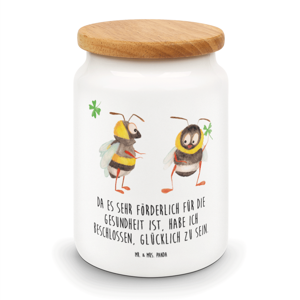 Vorratsdose Hummeln mit Kleeblatt Hummel, Biene, Spruch positiv, Biene Deko, Spruch schön, glücklich sein, glücklich werden, Spruch fröhlich Vorratsdose, Keksdose, Keramikdose, Leckerlidose, Dose  süße Tiermotive, gute Laune, lustige Sprüche, Tiere