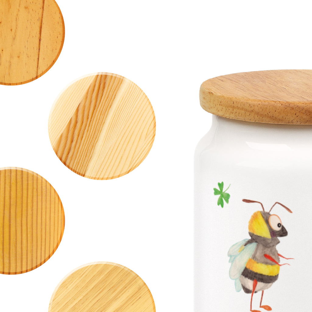 Vorratsdose Hummeln mit Kleeblatt Hummel, Biene, Spruch positiv, Biene Deko, Spruch schön, glücklich sein, glücklich werden, Spruch fröhlich Vorratsdose, Keksdose, Keramikdose, Leckerlidose, Dose  süße Tiermotive, gute Laune, lustige Sprüche, Tiere
