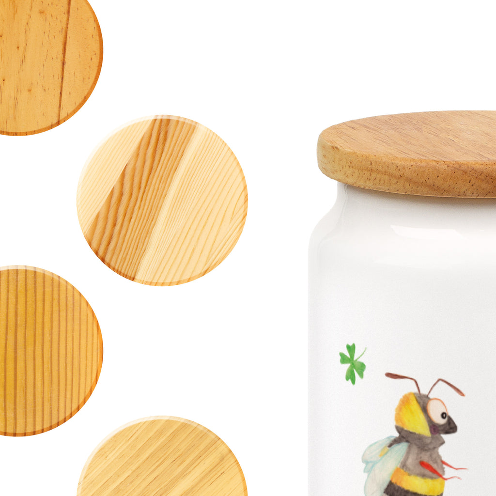 Vorratsdose Hummeln mit Kleeblatt Hummel, Biene, Spruch positiv, Biene Deko, Spruch schön, glücklich sein, glücklich werden, Spruch fröhlich Vorratsdose, Keksdose, Keramikdose, Leckerlidose, Dose  süße Tiermotive, gute Laune, lustige Sprüche, Tiere