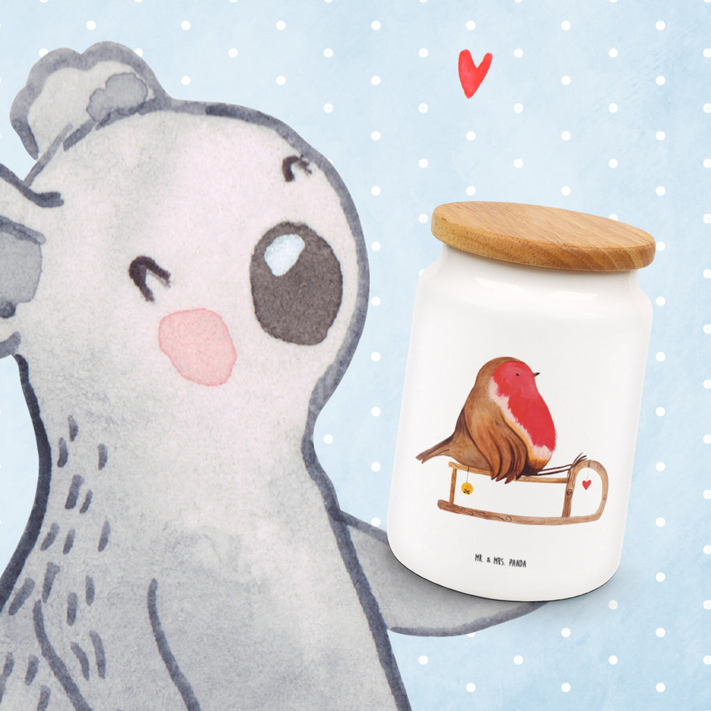 Vorratsdose Rotkehlchen Schlitten Weihnachten, Schlitten, Vogel Vorratsdose, Keksdose, Keramikdose, Leckerlidose, Dose  Winter, Weihnachten, Weihnachtsdeko, Nikolaus, Advent, Heiligabend, Wintermotiv