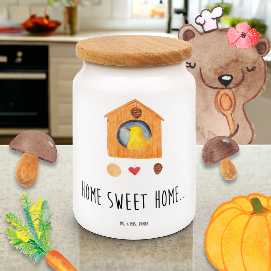 Vorratsdose Vogelhaus sweet Home Vogelhaus, Vogel, Home sweet Home, Einzug, Umzug, Geschenk, Einzugsgeschenk, Hausbau, Haus Vorratsdose, Keksdose, Keramikdose, Leckerlidose, Dose  süße Tiermotive, gute Laune, lustige Sprüche, Tiere