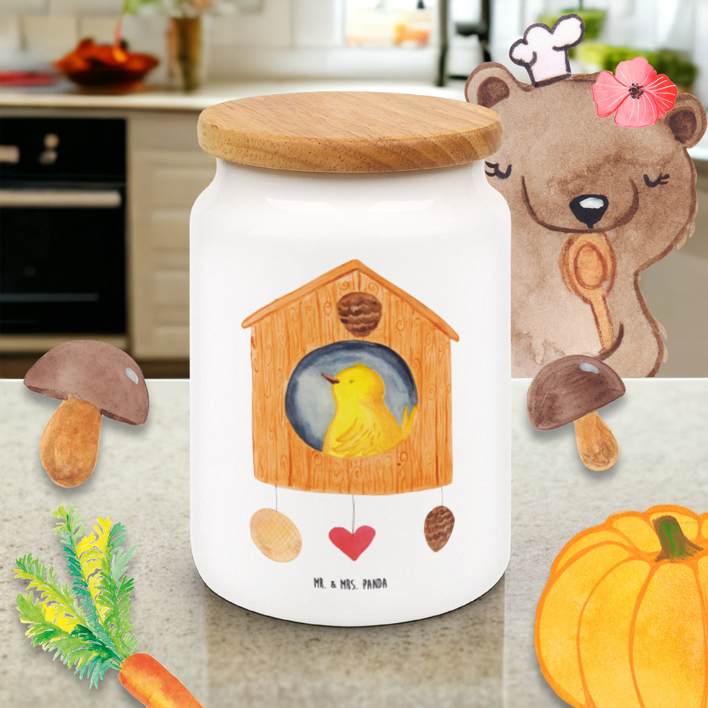 Vorratsdose Vogelhaus sweet Home Vogelhaus, Vogel, Home sweet Home, Einzug, Umzug, Geschenk, Einzugsgeschenk, Hausbau, Haus Vorratsdose, Keksdose, Keramikdose, Leckerlidose, Dose  süße Tiermotive, gute Laune, lustige Sprüche, Tiere