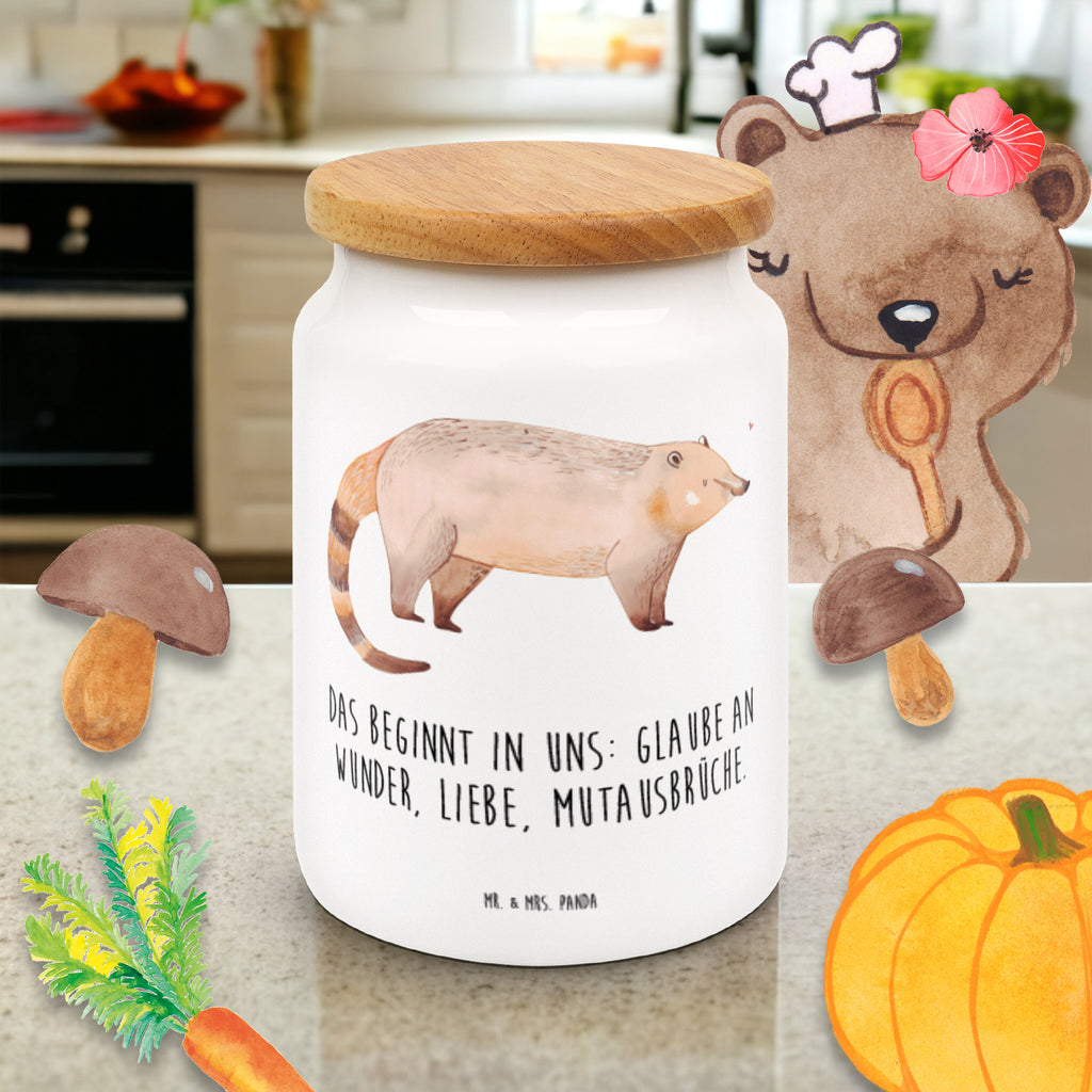 Vorratsdose Nasenbär Nasenbär, Nasenbären, Rüsselbär, Bär, Vorratsdose, Keksdose, Keramikdose, Leckerlidose, Dose  süße Tiermotive, gute Laune, lustige Sprüche, Tiere