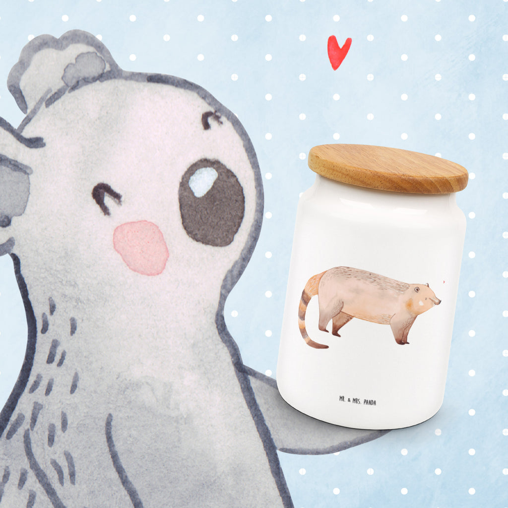 Vorratsdose Nasenbär Nasenbär, Nasenbären, Rüsselbär, Bär, Vorratsdose, Keksdose, Keramikdose, Leckerlidose, Dose  süße Tiermotive, gute Laune, lustige Sprüche, Tiere