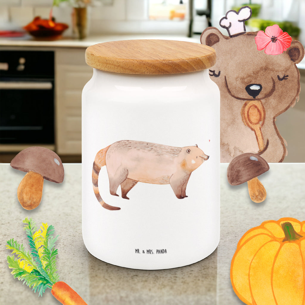 Vorratsdose Nasenbär Nasenbär, Nasenbären, Rüsselbär, Bär, Vorratsdose, Keksdose, Keramikdose, Leckerlidose, Dose  süße Tiermotive, gute Laune, lustige Sprüche, Tiere