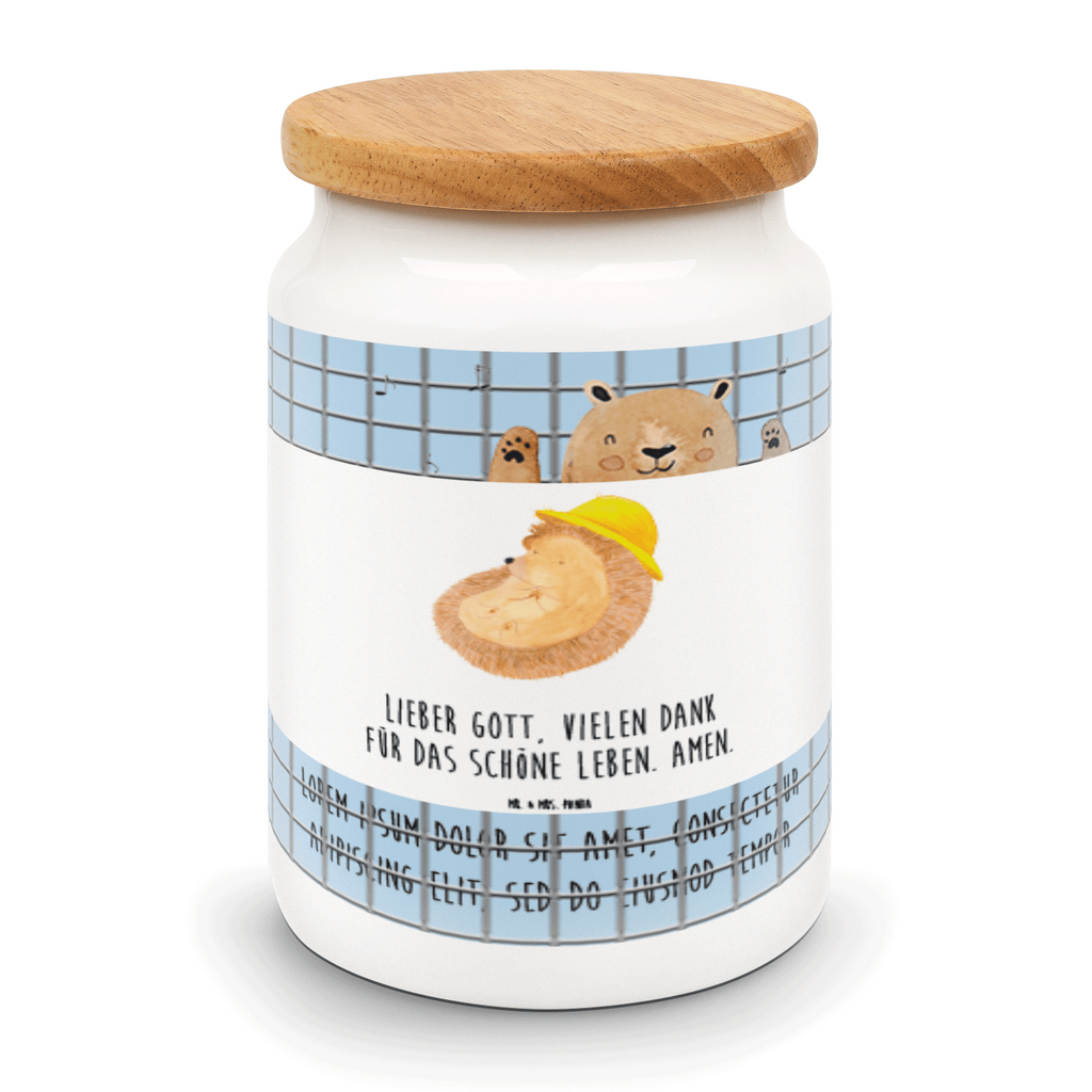 Vorratsdose Igel betet Igel, Igel mit Hut, Sonnenhut, Gott, Amen, beten, Leben, Dankbarkeit, Dankbar sein, dankbar, genießen Vorratsdose, Keksdose, Keramikdose, Leckerlidose, Dose  süße Tiermotive, gute Laune, lustige Sprüche, Tiere