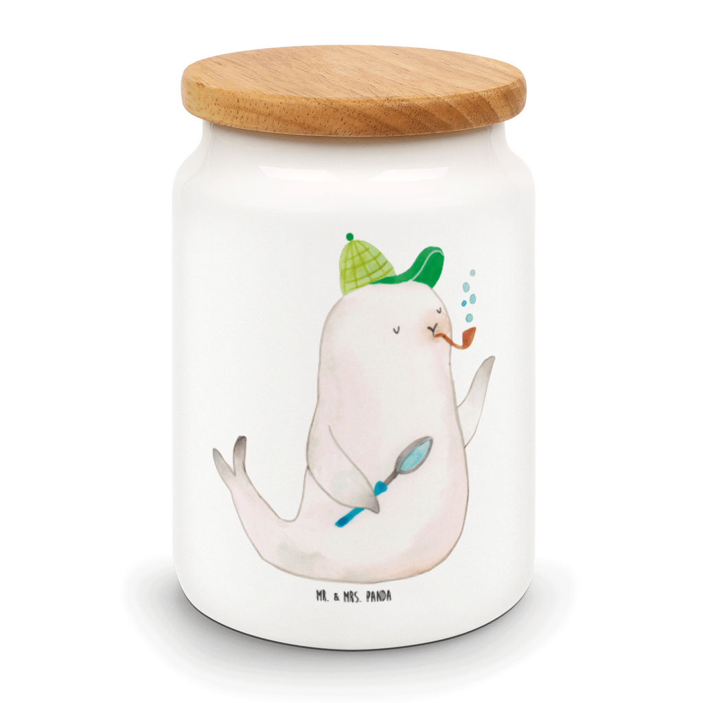 Vorratsdose Robbe Sherlock Vorratsdose, Keksdose, Keramikdose, Leckerlidose, Dose, Tiermotive, Gute Laune, lustige Sprüche, Tiere