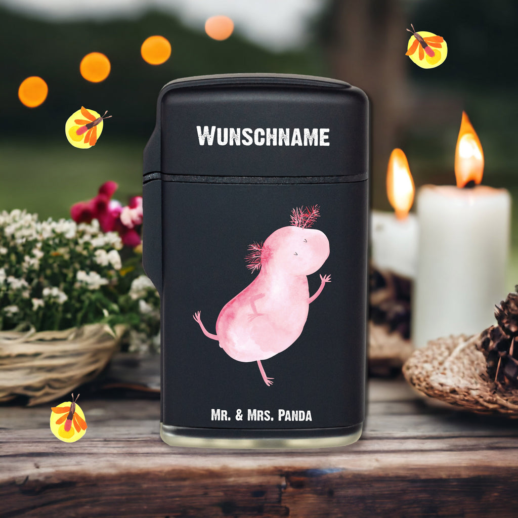 Personalisiertes Feuerzeug Axolotl tanzt Personalisiertes Feuerzeug, Personalisiertes Gas-Feuerzeug, Personalisiertes Sturmfeuerzeug, Axolotl, Molch, Axolot, Schwanzlurch, Lurch, Lurche, Dachschaden, Sterne, verrückt, Freundin, beste Freundin