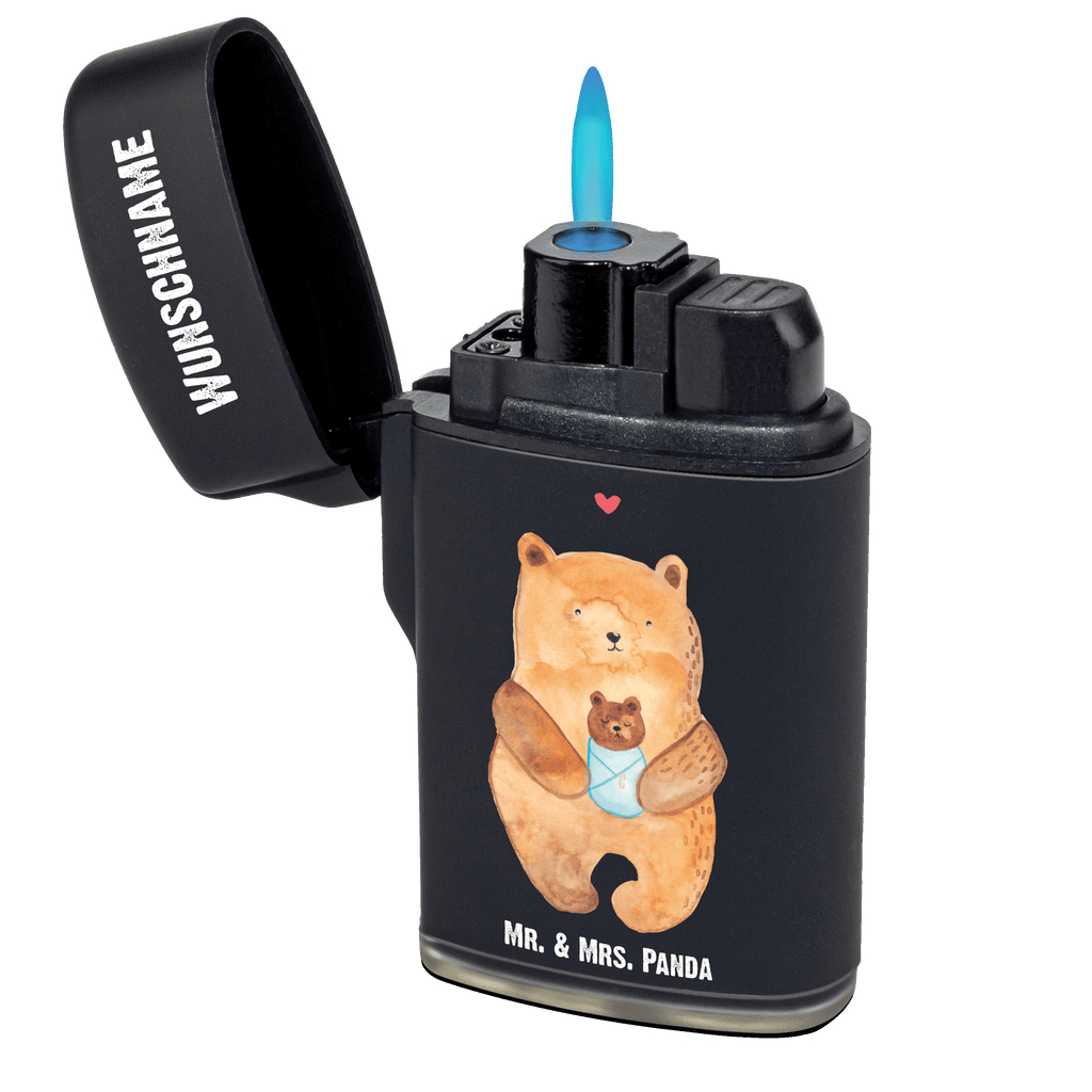 Personalisiertes Feuerzeug Bär mit Baby Personalisiertes Feuerzeug, Personalisiertes Gas-Feuerzeug, Personalisiertes Sturmfeuerzeug, Bär, Teddy, Teddybär, Eltern, Mutter, Baby, Taufe, Geburt, Nichte, Neffe, Enkel, Enkelin, Täufling, Geburtstag, Glückwunsch