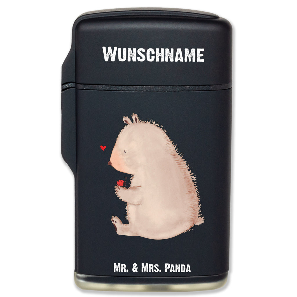 Personalisiertes Feuerzeug Bär mit Marienkäfer Personalisiertes Feuerzeug, Personalisiertes Gas-Feuerzeug, Personalisiertes Sturmfeuerzeug, Bär, Teddy, Teddybär, Marienkäfer, Liebe, Freiheit, Motivation, Das Leben ist schön