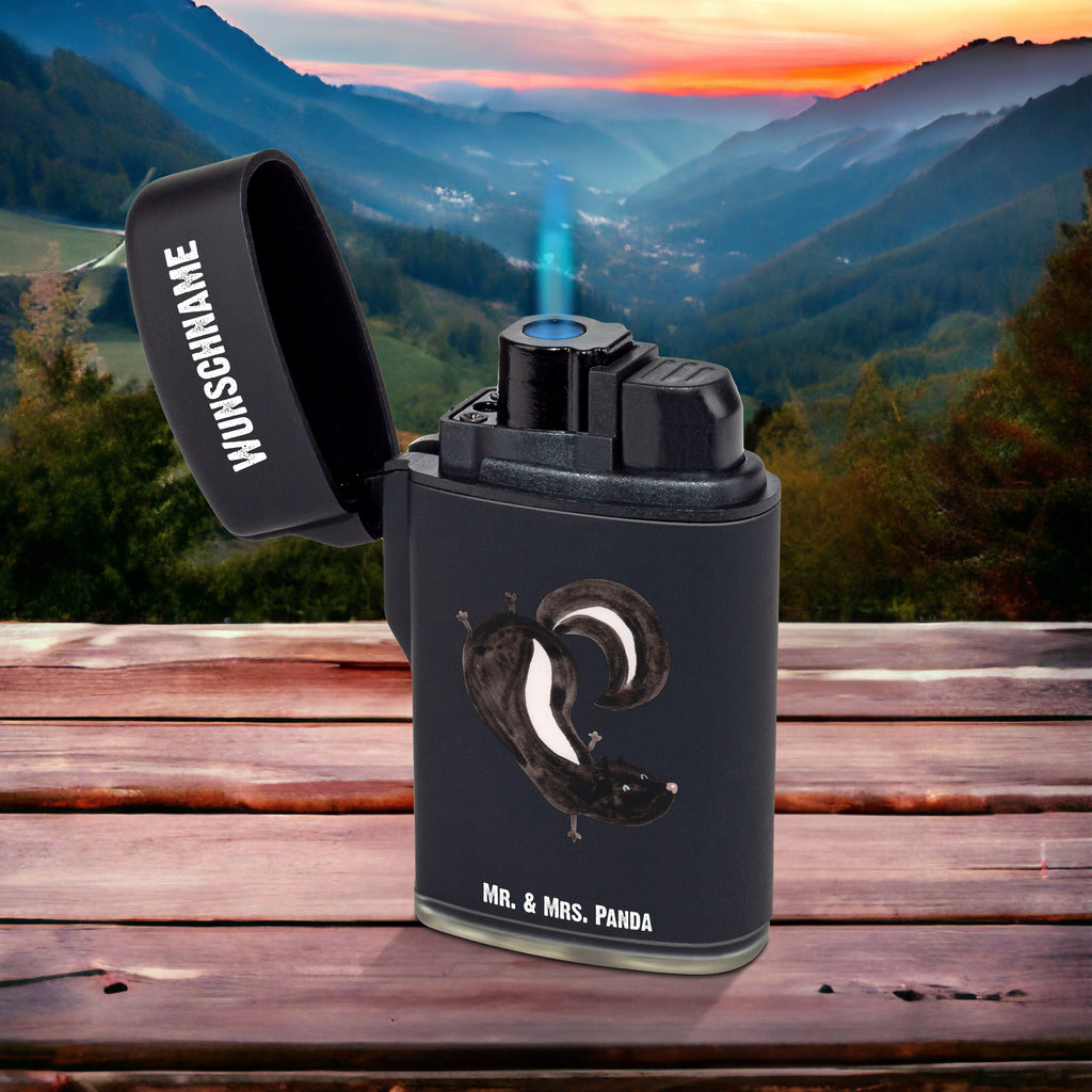 Personalisiertes Feuerzeug Stinktier Handstand Personalisiertes Feuerzeug, Personalisiertes Gas-Feuerzeug, Personalisiertes Sturmfeuerzeug, Stinktier, Skunk, Wildtier, Raubtier, Stinker, Stinki, Spielplatz, verpielt, Kind