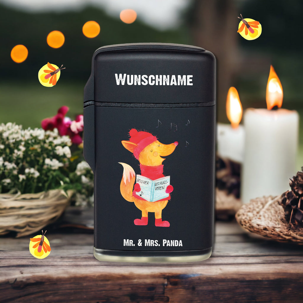 Personalisiertes Feuerzeug Fuchs Sänger Personalisiertes Feuerzeug, Personalisiertes Gas-Feuerzeug, Personalisiertes Sturmfeuerzeug, Winter, Weihnachten, Weihnachtsdeko, Nikolaus, Advent, Heiligabend, Wintermotiv, Fuchs, Füchse, Sänger, Geschenk Sänger, Singen, Weihnachtslieder