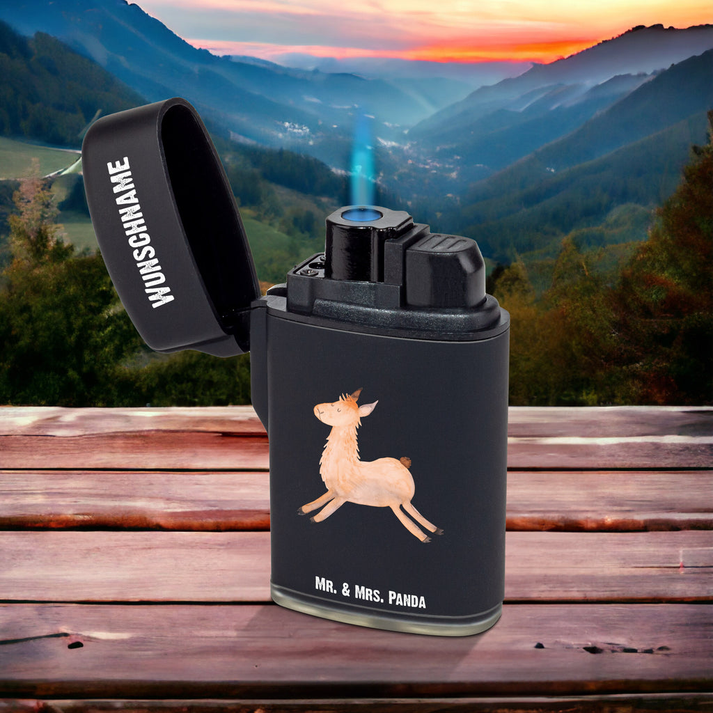 Personalisiertes Feuerzeug Lama springend Personalisiertes Feuerzeug, Personalisiertes Gas-Feuerzeug, Personalisiertes Sturmfeuerzeug, Lama, Alpaka, Lamas, Lieblingstag, Happy day, fröhlich, Glück, Freundin, Liebeskummer, Neustart, guten Morgen, Start, Prüfung, Abitur