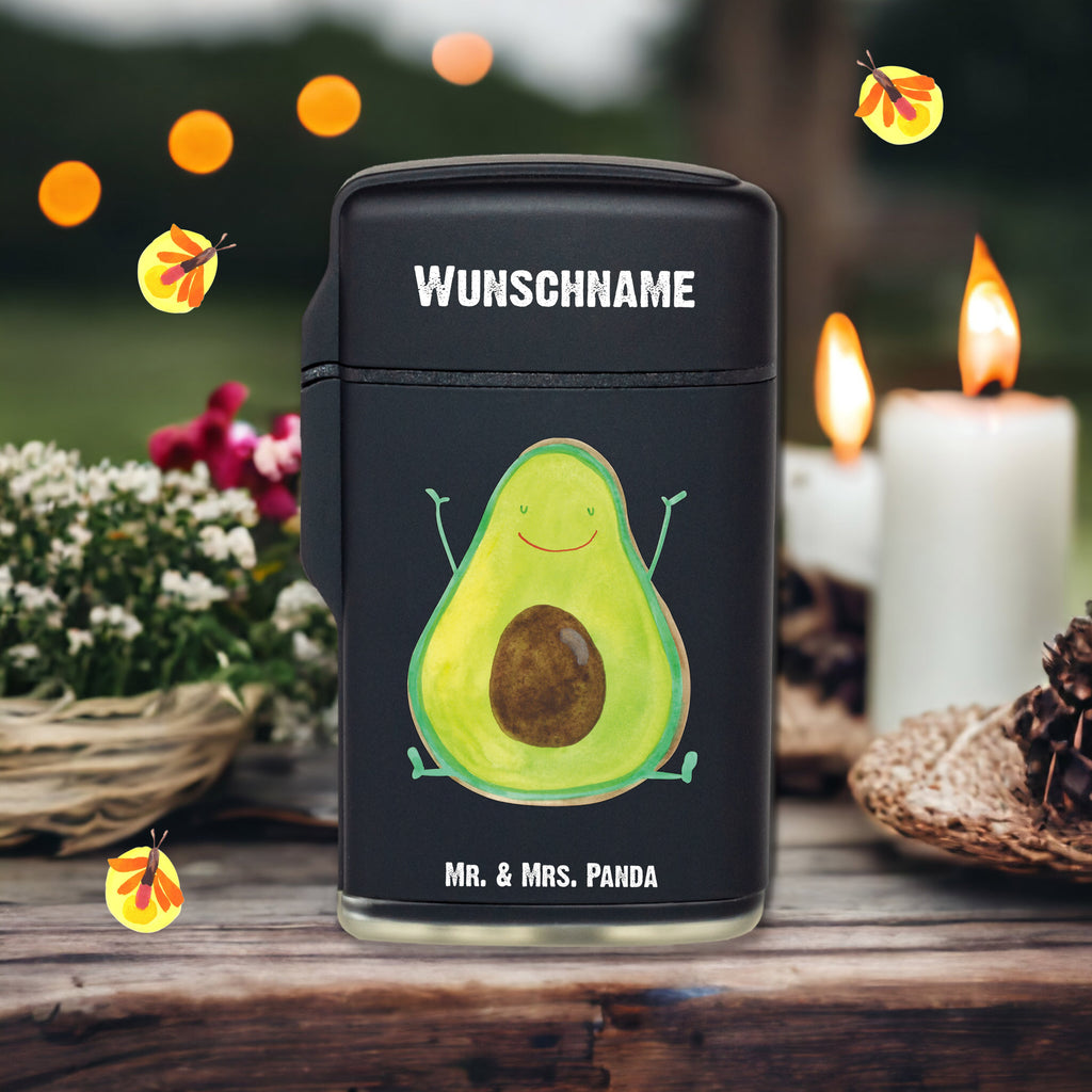 Personalisiertes Feuerzeug Avocado Happy Personalisiertes Feuerzeug, Personalisiertes Gas-Feuerzeug, Personalisiertes Sturmfeuerzeug, Avocado, Veggie, Vegan, Gesund, Chaos