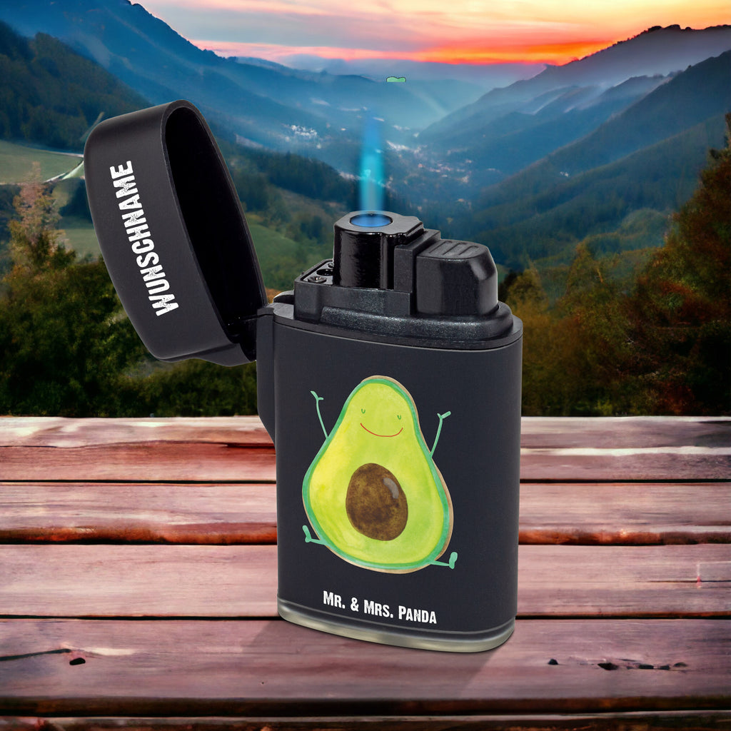 Personalisiertes Feuerzeug Avocado Happy Personalisiertes Feuerzeug, Personalisiertes Gas-Feuerzeug, Personalisiertes Sturmfeuerzeug, Avocado, Veggie, Vegan, Gesund, Chaos