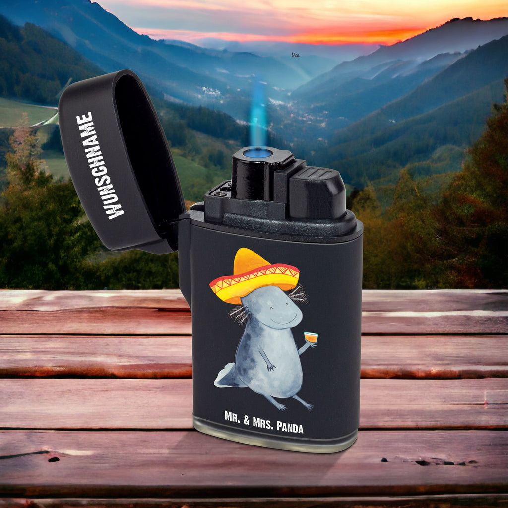 Personalisiertes Feuerzeug Axolotl Tequila Personalisiertes Feuerzeug, Personalisiertes Gas-Feuerzeug, Personalisiertes Sturmfeuerzeug, Axolotl, Molch, Mexico, Mexiko, Sombrero, Zitrone, Tequila, Motivation, Spruch, Schwanzlurch, Lurch, Lurche, Axolot, Feuerdrache, Feuersalamander