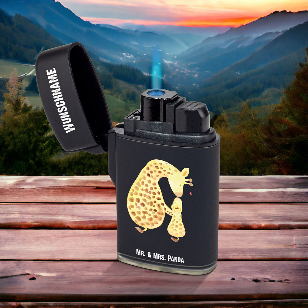 Personalisiertes Feuerzeug Giraffe mit Kind Personalisiertes Feuerzeug, Personalisiertes Gas-Feuerzeug, Personalisiertes Sturmfeuerzeug, Afrika, Wildtiere, Giraffe, Kind, Mutter, Mama, Tochter, Sohn, Lieblingsmensch