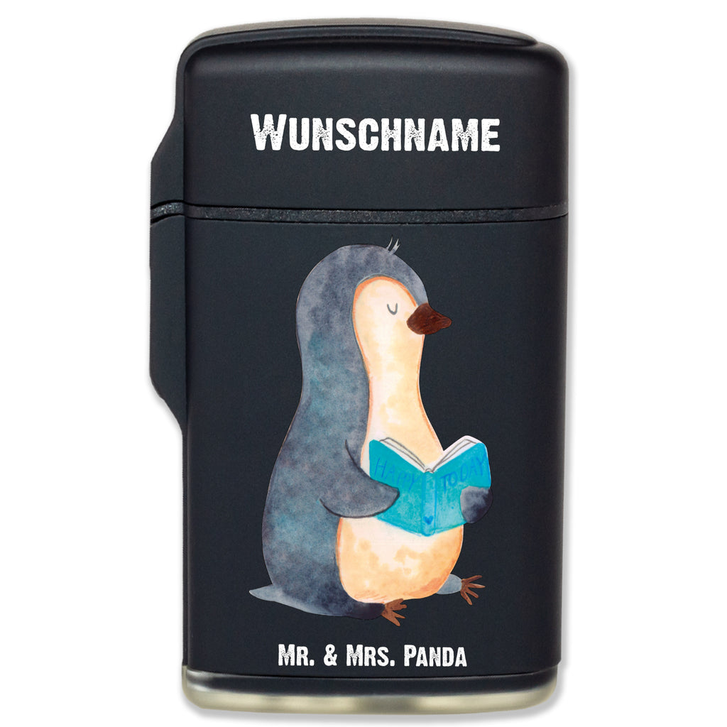 Personalisiertes Feuerzeug Pinguin Buch Personalisiertes Feuerzeug, Personalisiertes Gas-Feuerzeug, Personalisiertes Sturmfeuerzeug, Pinguin, Pinguine, Buch, Lesen, Bücherwurm, Nichtstun, Faulenzen, Ferien, Urlaub, Freizeit