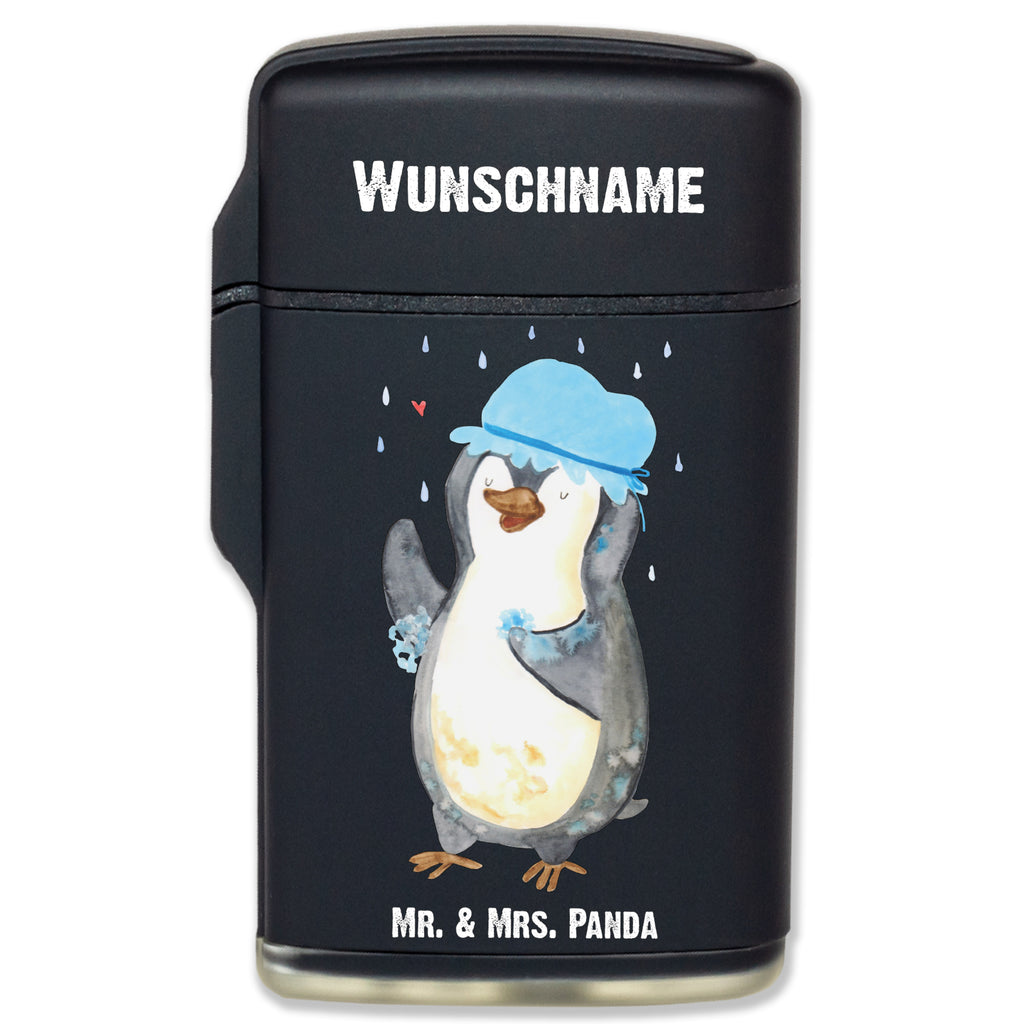 Personalisiertes Feuerzeug Pinguin duscht Personalisiertes Feuerzeug, Personalisiertes Gas-Feuerzeug, Personalisiertes Sturmfeuerzeug, Pinguin, Pinguine, Dusche, duschen, Lebensmotto, Motivation, Neustart, Neuanfang, glücklich sein