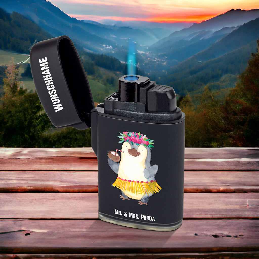 Personalisiertes Feuerzeug Pinguin Kokosnuss Personalisiertes Feuerzeug, Personalisiertes Gas-Feuerzeug, Personalisiertes Sturmfeuerzeug, Pinguin, Aloha, Hawaii, Urlaub, Kokosnuss, Pinguine